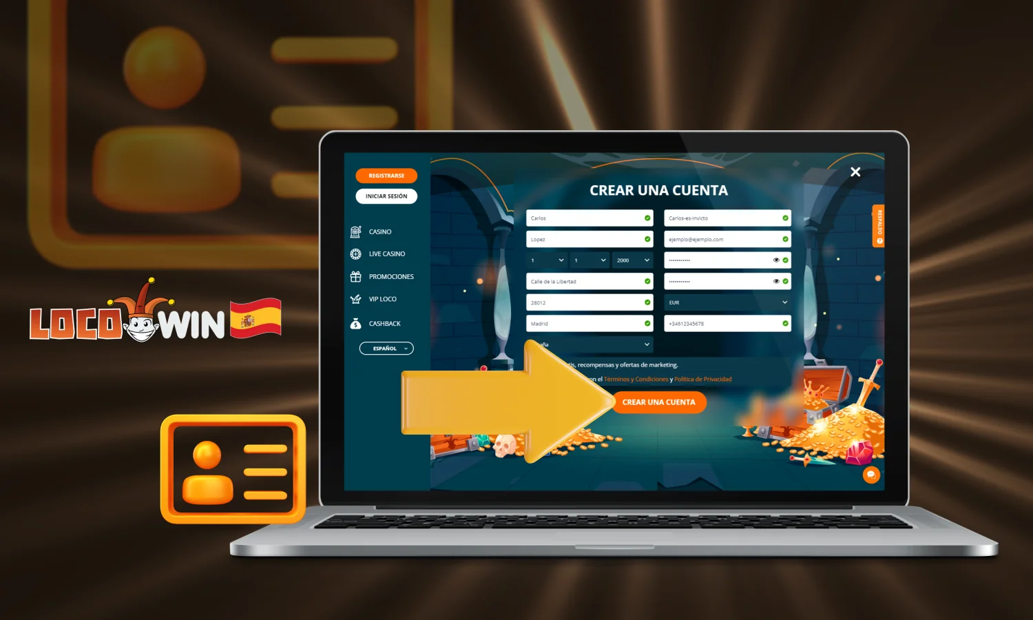 Complete su registro en Locowin